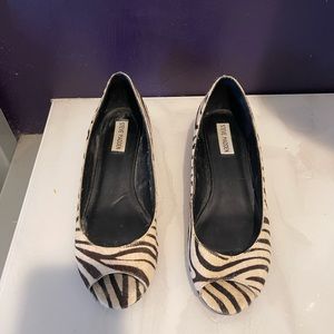 Steve Madden bunni zebra style fur peep toe wedge